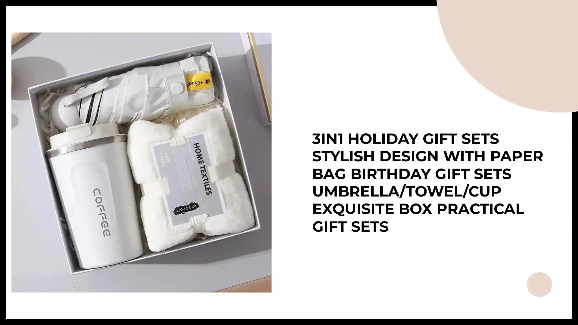 3IN1 Holiday Gift Sets Stylish Design with Paper Bag Birthday Gift Sets Umbrella/Towel/Cup Exquisite Box Practical Gift Sets by@Outfy