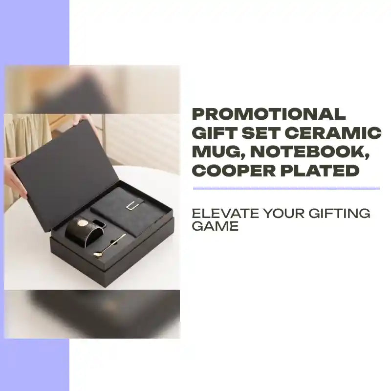 Promotional Gift Set Ceramic Mug, Notebook, Cooper Plated by@Outfy