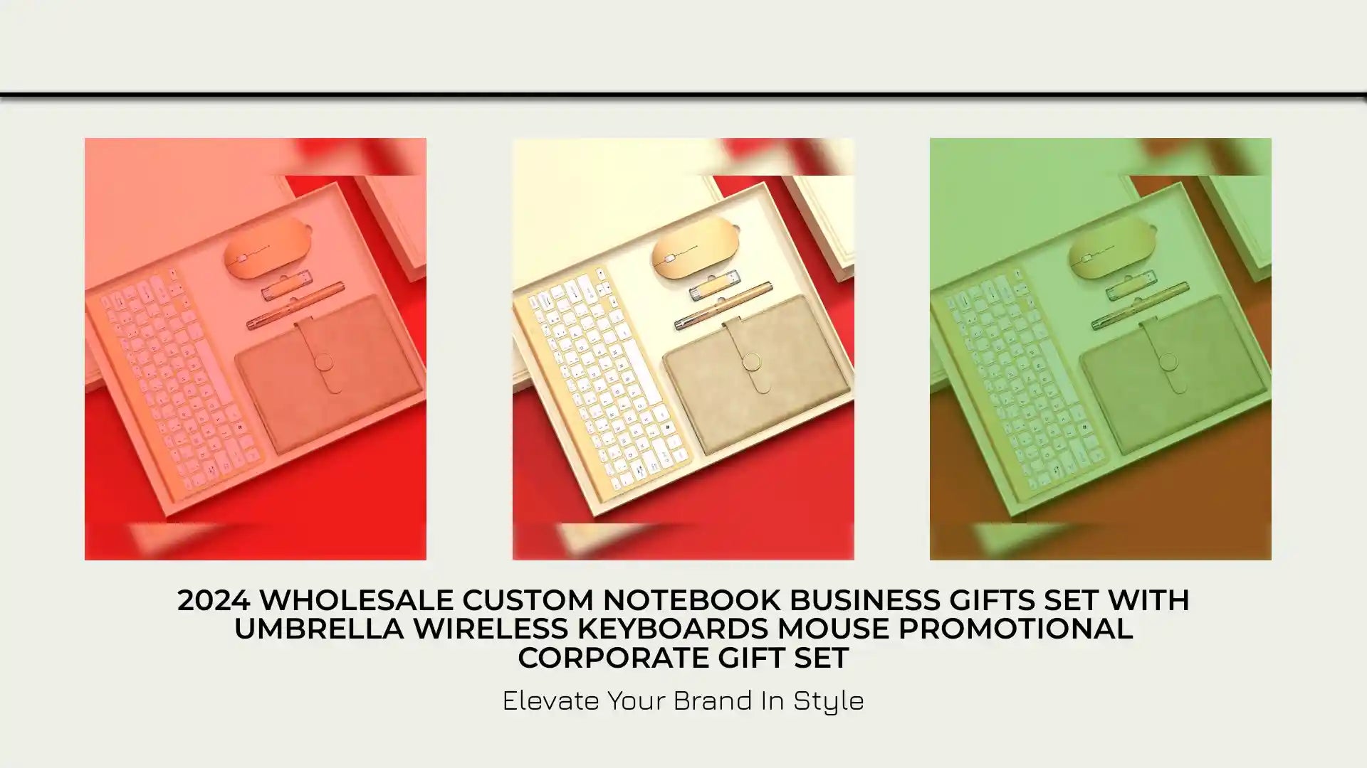 2024 Wholesale Custom Notebook Business Gifts Set with Umbrella Wireless Keyboards Mouse Promotional Corporate Gift Set by@Outfy