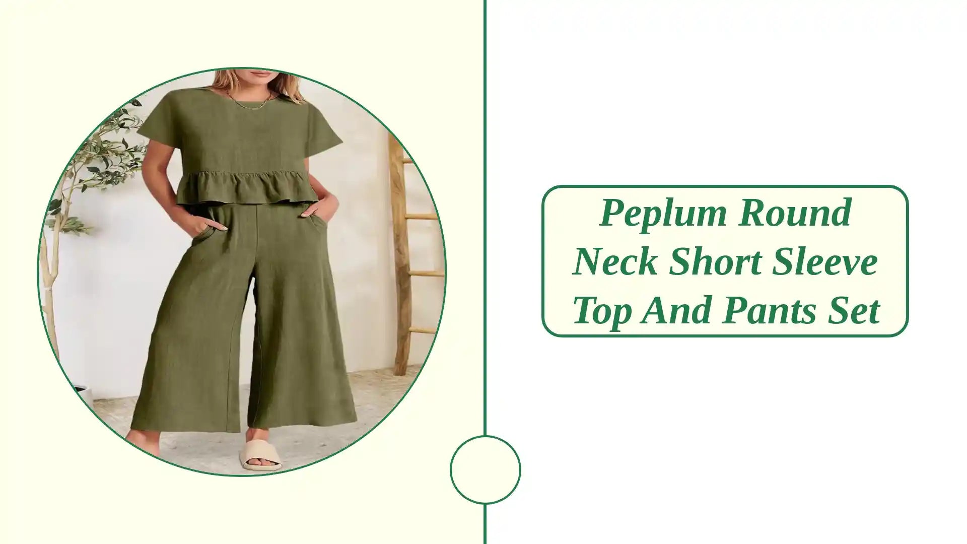 Peplum Round Neck Short Sleeve Top and Pants Set by@Outfy