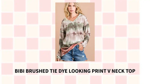 BiBi Brushed Tie Dye Looking Print V Neck Top by@Outfy