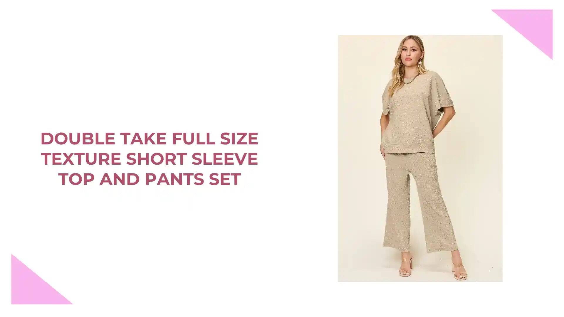 Double Take Full Size Texture Short Sleeve Top and Pants Set by@Outfy