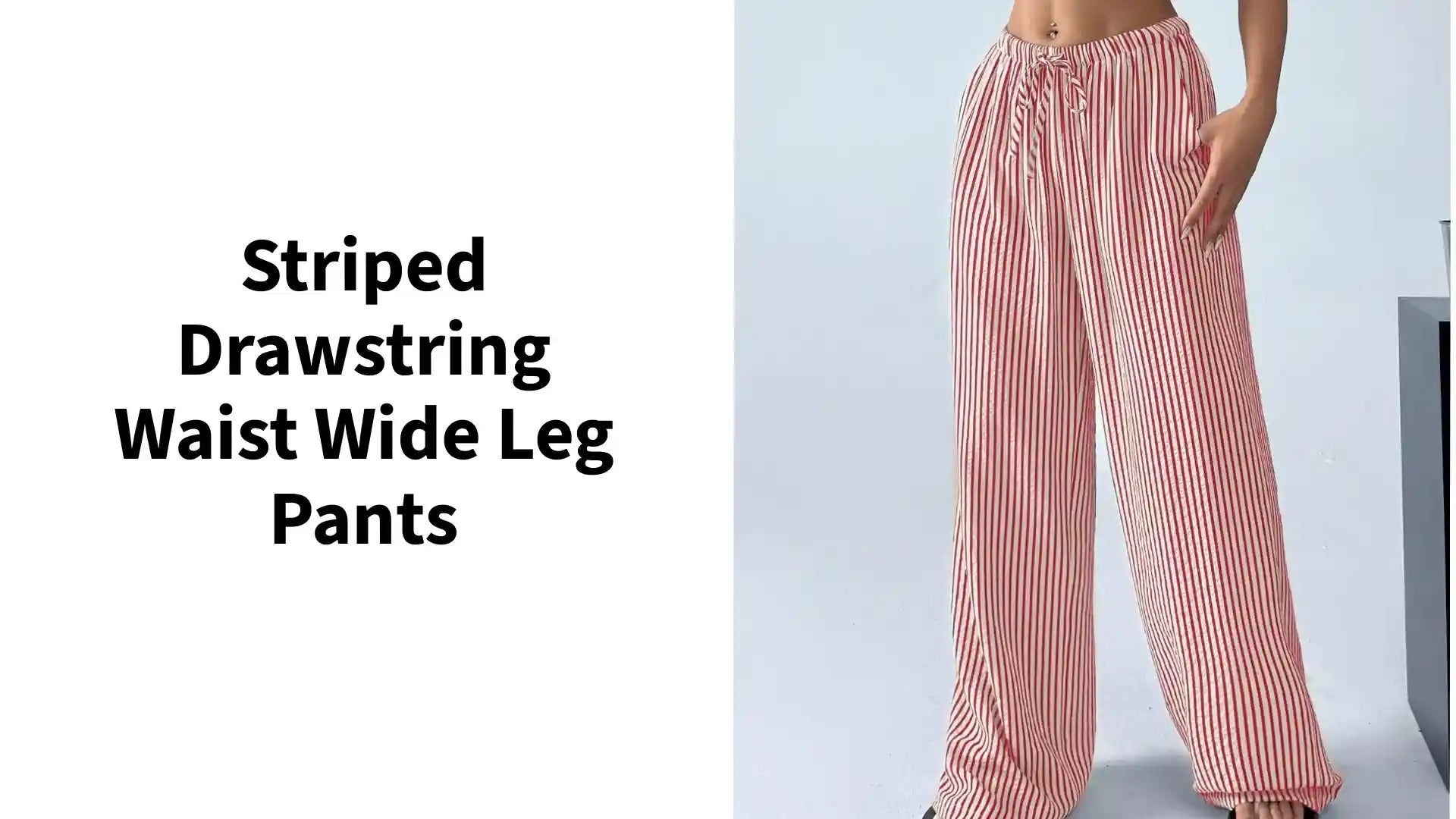 Striped Drawstring Waist Wide Leg Pants by@Outfy