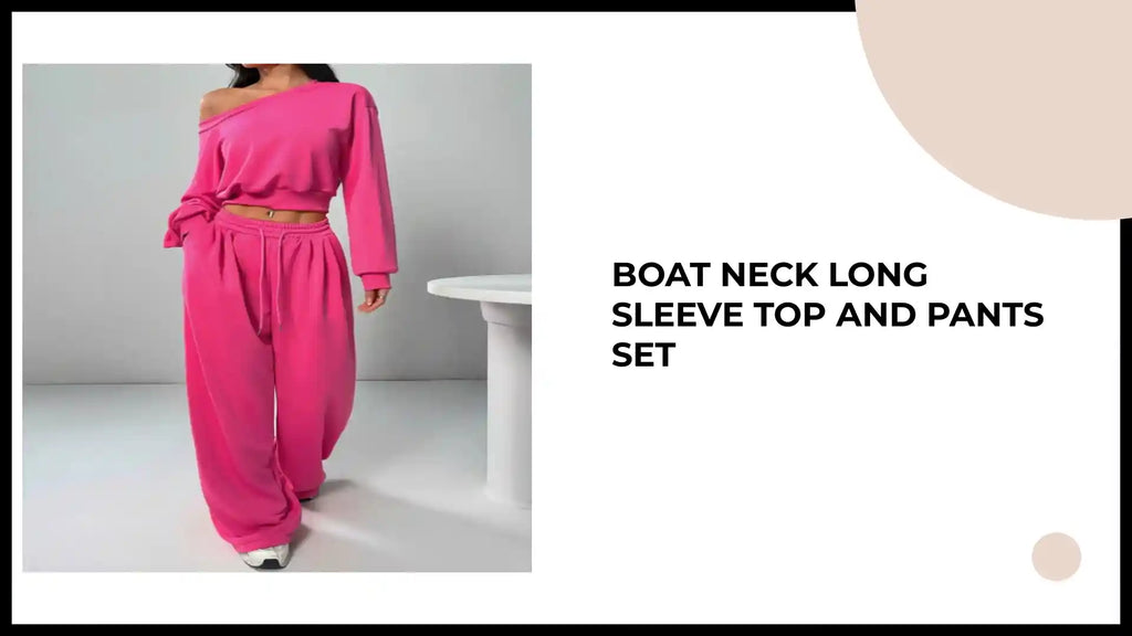 Boat Neck Long Sleeve Top and Pants Set by@Outfy