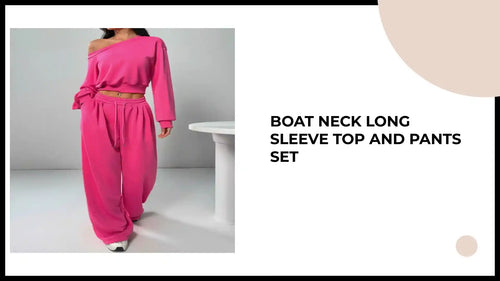 Boat Neck Long Sleeve Top and Pants Set by@Outfy