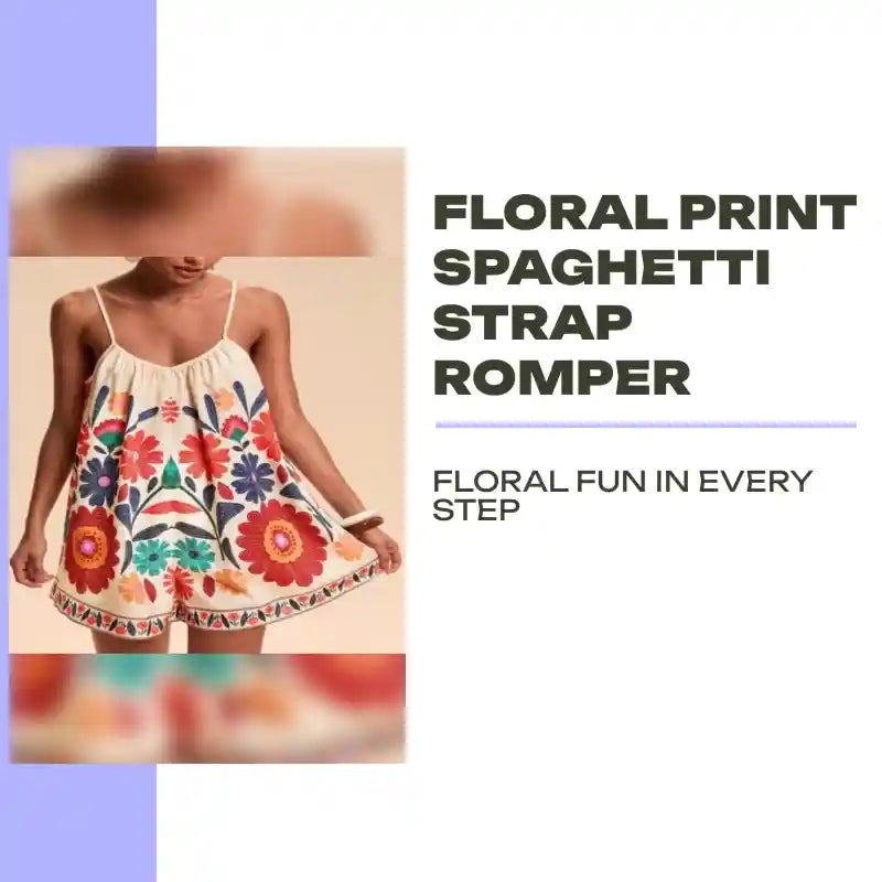 Floral Print Spaghetti Strap Romper by@Outfy