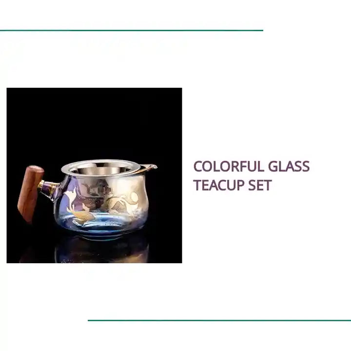 Colorful Glass Teacup Set by@Outfy