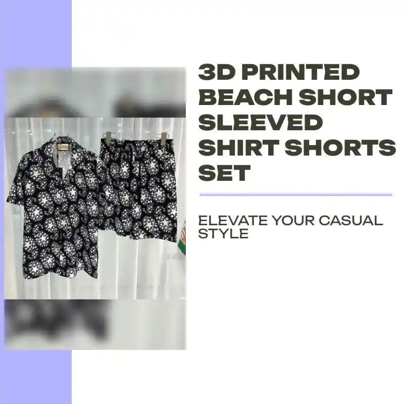 3D printed Beach Short Sleeved Shirt Shorts Set by@Outfy