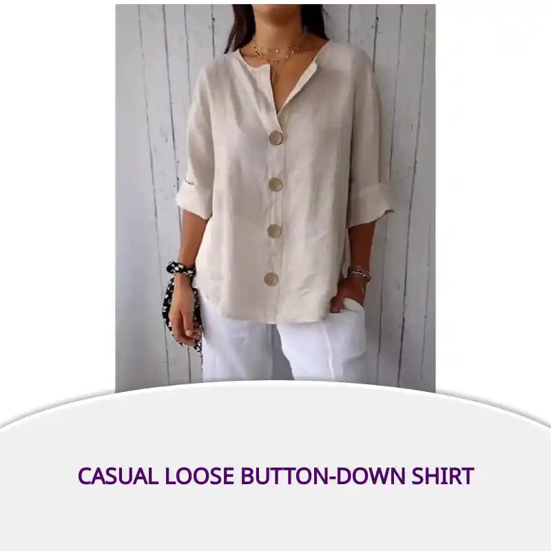 Casual Loose Button-Down Shirt by@Outfy