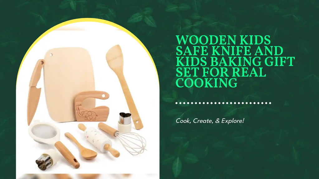 Wooden Kids Safe Knife and Kids Baking Gift Set for Real Cooking by@Outfy