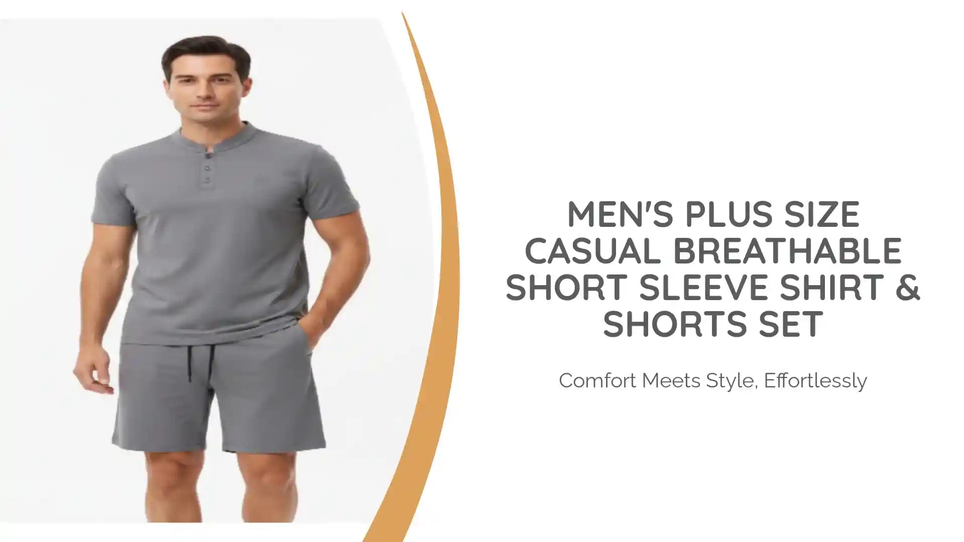 Men's Plus Size Casual Breathable Short Sleeve Shirt &amp; Shorts Set by@Outfy