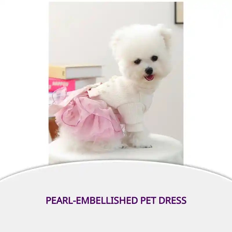 Pearl-Embellished Pet Dress by@Outfy